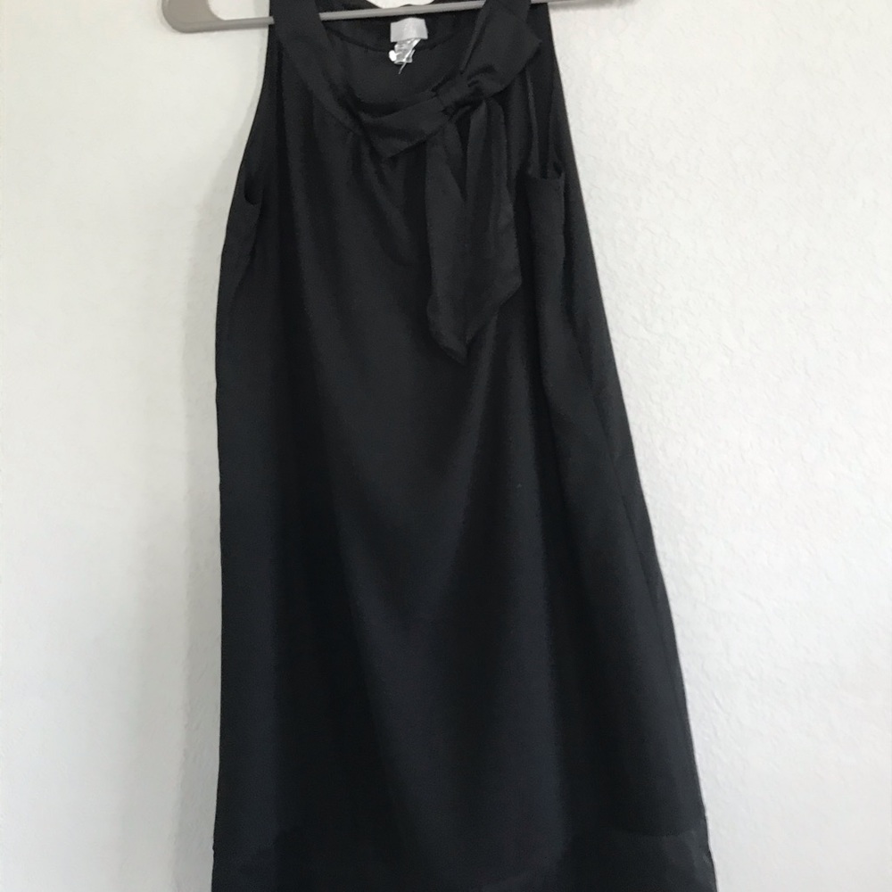 Black Bow Halter Swing Dress